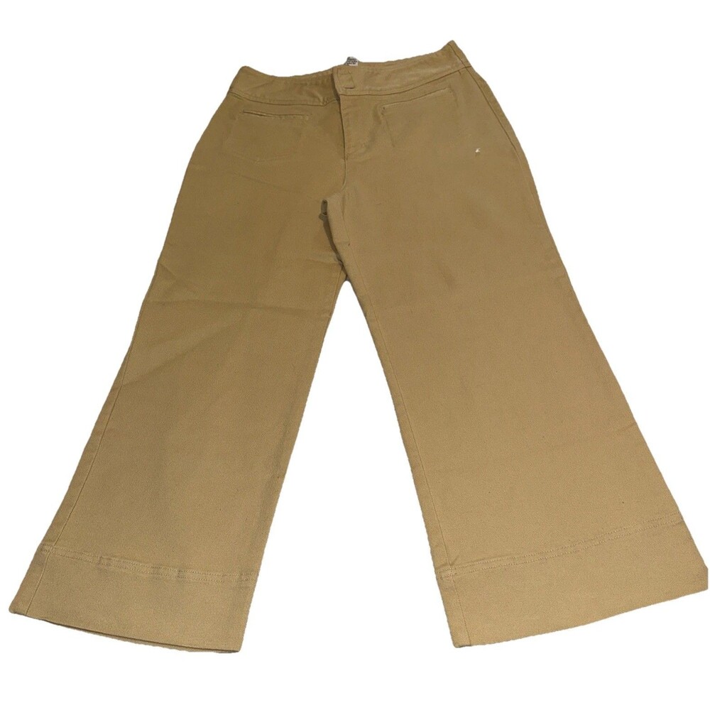 Chico's Travelers Pants Size 1 Gold Cropped Wide Leg Stretch Travel Capris